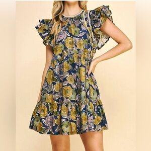 NEW Pinch Where You Go Navy Blue Floral Dress Size Medium